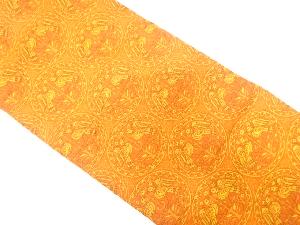 向かい鳥に花更紗模様織り出し名古屋帯